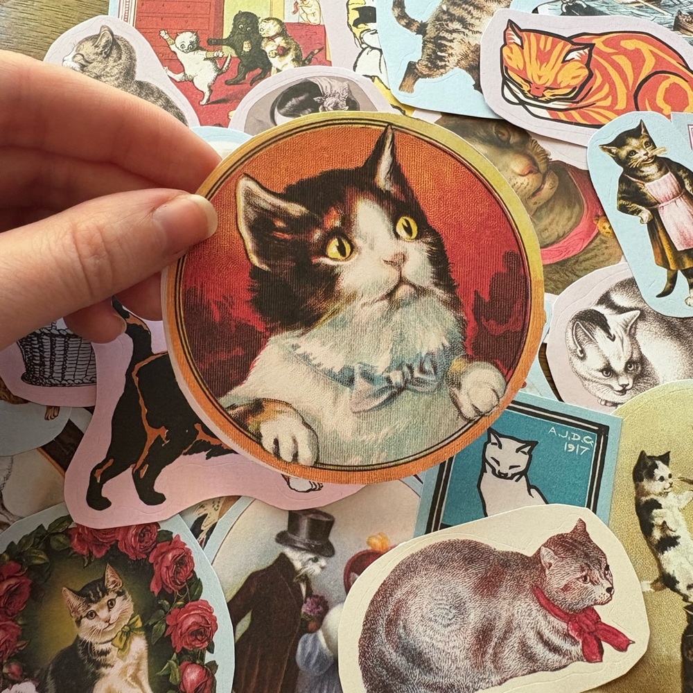 Vintage Style Cat Stickers